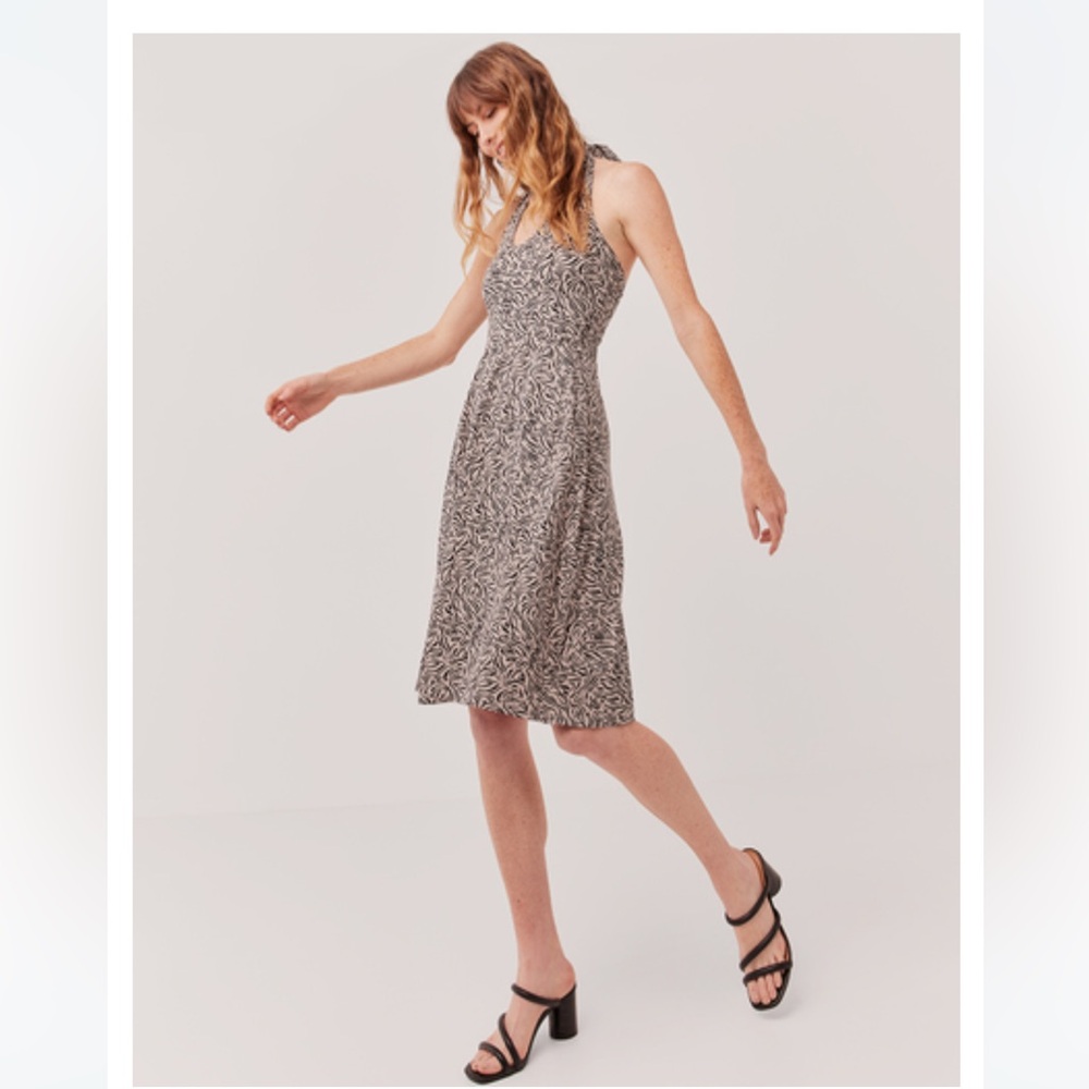 PACT Women's Windswept Oat Fit & Flare Halter Dress M